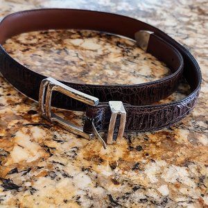 Women's Brighton USA crafted full grain brown glove leather croc stylings SZ32